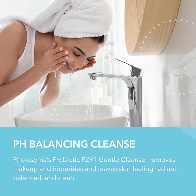Photozyme Probiotic P291 Gentle Cleanser - Face Wash That Cleans and Tones - Removes Makeup and Impurities - pH Balances The Skin - Promotes Healthy Skin - 6 fl oz./177 ml