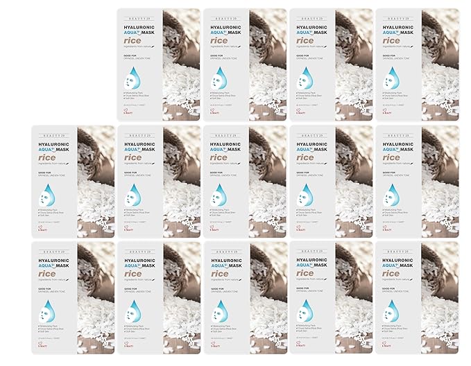 Hyaluronic Aqua Plus Essence Full Face Facial Sheet Mask 14 Sheets - 2 WEEKS SET (RICE - 14 pack)