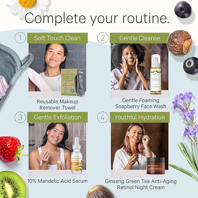 Tree To Tub Reusable Makeup Remover Cloth Set (Pink & Gray) – Ultra Gentle Face Towels for Waterproof Makeup Removal with Just Water – Hypoallergenic, Dual-Sided, Machine Washable & Eco-Friendly