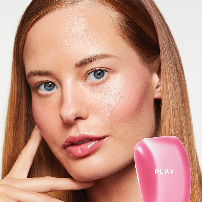 Saie Glossybounce - Hydrating Lip Gloss and Tinted Lip Oil Hybrid with Hyaluronic Acid & Jojoba Oil for Non-Sticky, Ultra-Shiny, Plump & Soft Lips - Everyday Makeup Essential - Play (.17 oz)