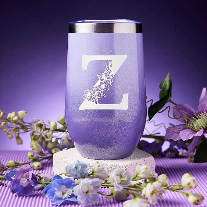 Birthday Gifts for Women, Relaxing Lavender Spa Gift Basket Set with 20oz Monogram Initial Tumbler for Mom Wife Sister Best Friend Teacher Nurse Bridesmaid - Wedding Gifts, Mothers Day Gifts (Z)