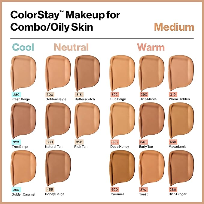 Revlon Liquid Foundation, ColorStay Face Makeup for Combination & Oily Skin, SPF 15, Medium-Full Coverage with Matte Finish, 360 Golden Caramel, 1 Fl Oz
