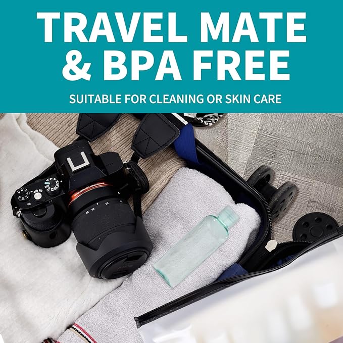 LISAPACK 3.4 oz Travel Bottles for Toiletries, Plastic Travel Size Containers for Shampoo Conditioner TSA Approved, Empty Small Squeeze for Lotion, Leak Proof Mini Liquid Tube Refillable Light Green