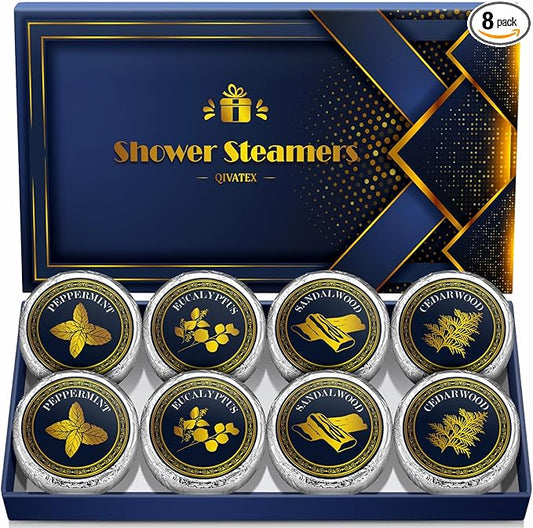 Shower Steamers Aromatherapy, Birthday Gifts for Men, SPA Self Care Relaxation Stress Relief Natural Essential Oils Bath Bombs, Christmas Stocking Stuffers for Dad Husband Boyfriend (8 Pack)