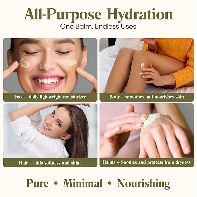 Grass-Fed Whipped Beef Tallow Balm with 100% Cold-Pressed Organic Hemp Seed Oil, Organic Calendula & Organic Rose, Pure Moisturizer for Sensitive Skin, Face, Hair & Body, 4-oz | Non-Toxic