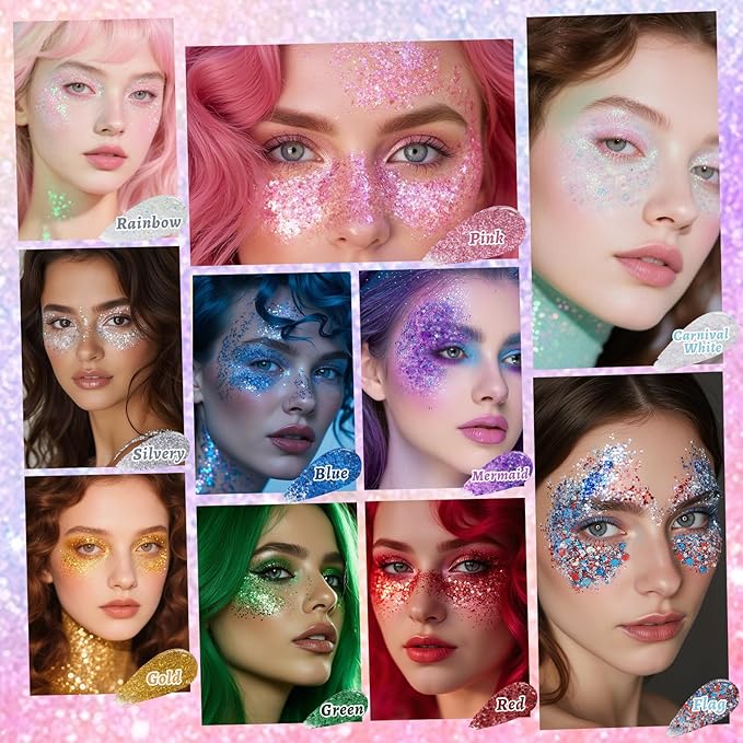 Blue Face and Body Glitter Stick for Sparkling Makeup, Hair Glitter Accessories for Women, Highlighting Stick for Fairy Dust Makeup, Cheerful Face Glitter for Festive Parties and Carnivals