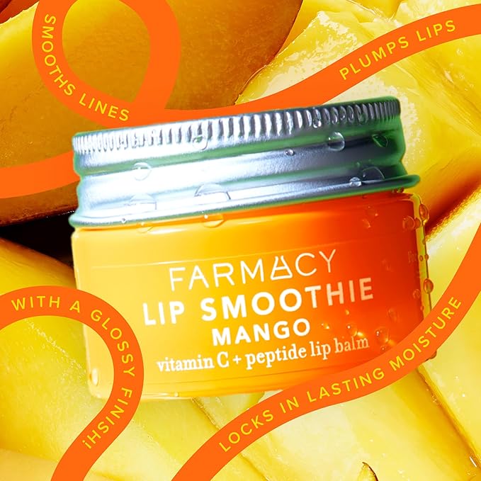 Farmacy Peptide Lip Smoothie - Hydrating Lip Balm with Vitamin C to Visibly Plump & Smooth Lines - Nourishing Treatment with a High-Gloss Finish - Mango (10g)