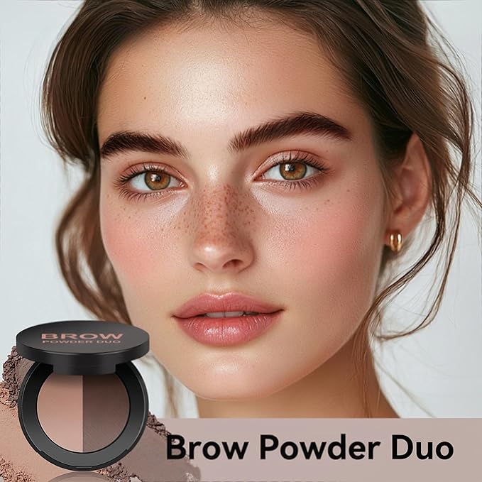 MAEPEOR Brow Powder Duo 6 Colors Natural Smooth Eyebrow Powder Professional Brow Contour Palette for Filler Defined & Sculpt (01 Soft Brown)
