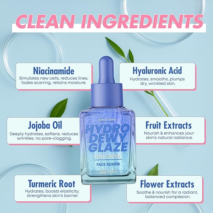 Hyaluronic Acid Face Serum – Dermatologist-Tested, Anti-Aging, Hydrates, Smooths & Plumps Skin – Clean Korean Skin Care – Vegan, Natural Beauty – 1.35 Fl. Oz