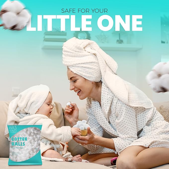 100% Pure Cotton Balls—Ultra-Soft, Absorbent, Multipurpose for Skincare, Makeup Removal, Baby Care, First Aid, Crafts—Hypoallergenic & Lint–Free—Large 1000/Pk for Home, Salon & Medical Use.