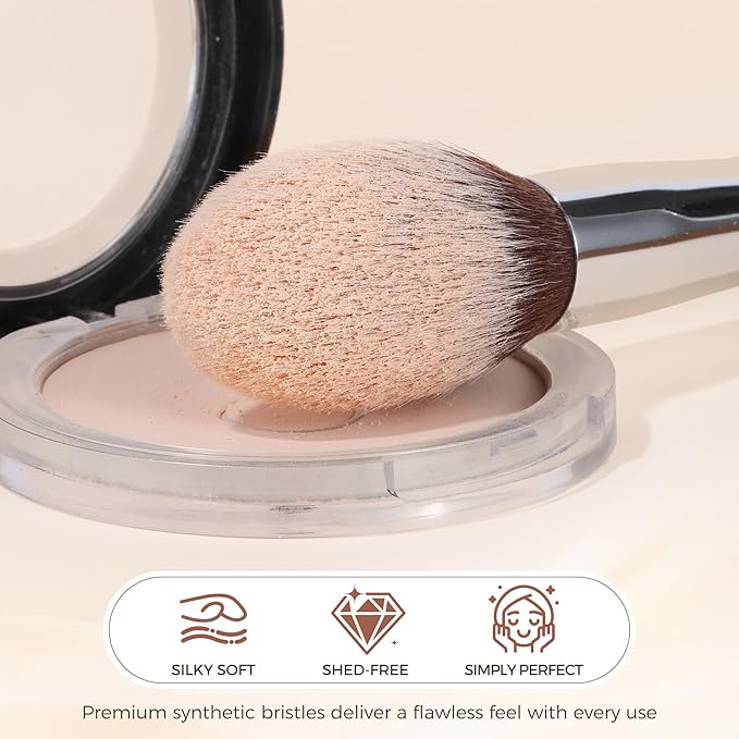 Blush Brush for Cheeks Fluffy Tapered Makeup Brush for Mineral Setting Powder Bronzer Buffing Applicator Large Face Make Up Tool Black