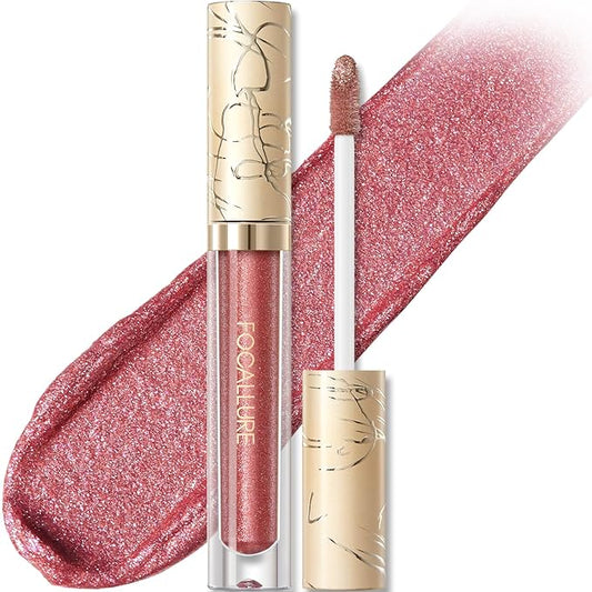 FOCALLURE Metallic Liquid Lipstick,Non Stick Cup Lip Gloss,High Impact Lip Color with Transfer-proof Wear,Long Lasting & Waterproof Lipstick Makeup for Women,Sugar Bomb