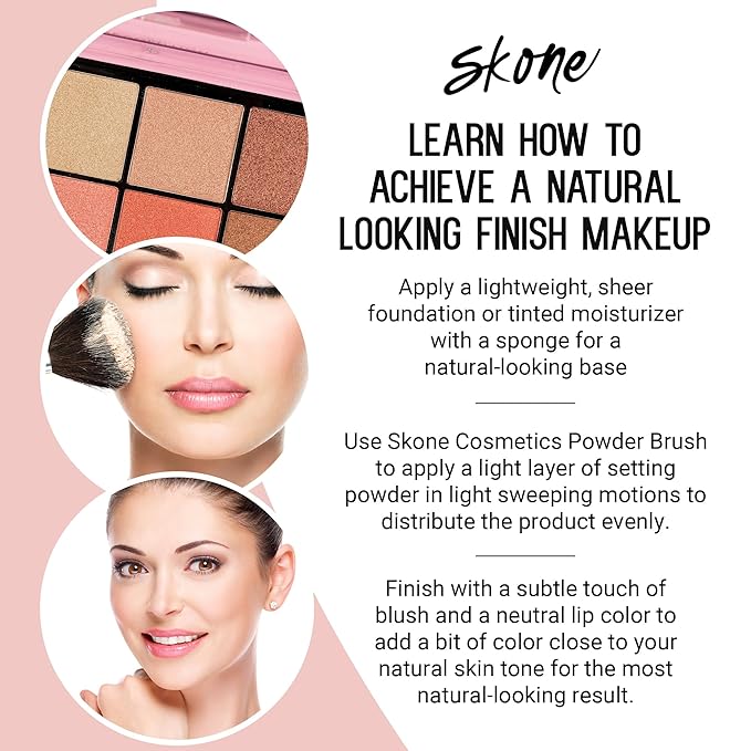 Skone Cosmetics Powder Brush - Luxe Premium Rose Gold and Synthetic Black Face Powder Brush - Professional Grade Nylon Powder Face Brush For Applying Pressed Powder, Loose Powder, Setting Powder, Bronzer - Cruelty Free Makeup Brushes