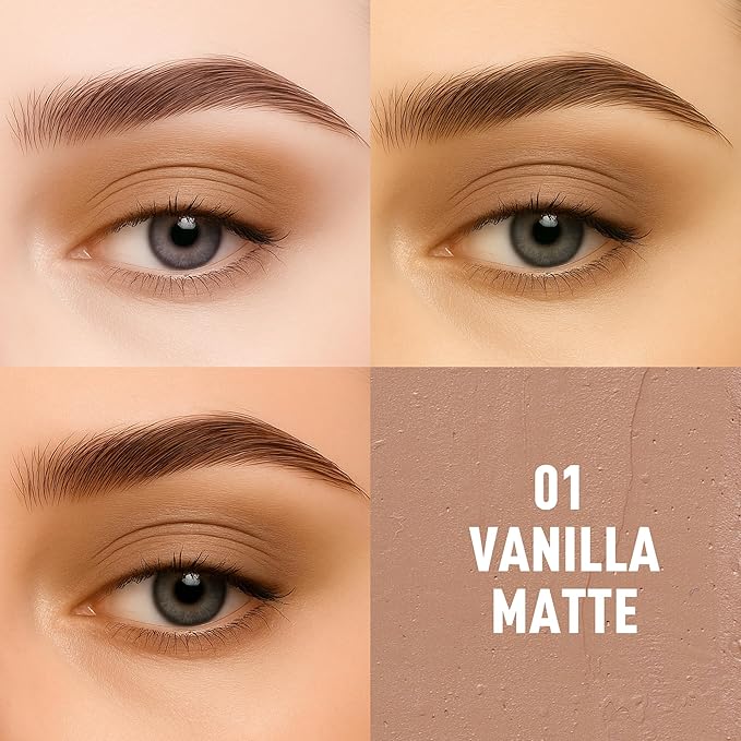 FV Long Lasting Cream Eyeshadow Stick, Waterproof & High Pigmented Eye Shadow Sticks Duo with Blending Sponge, Crease-Proof & Natural Finish Eyeshadow Pencil, Vanilla Matte