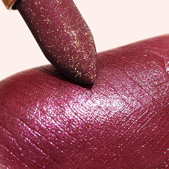 Oulac Shimmer Purple Lipstick for Women, Infinity High Shine Finish, Hydrating Lip Color Infused with Damask Rose Oil for All-Day Comfort, Gluten-Free Vegan Beauty, D05 Wildfire