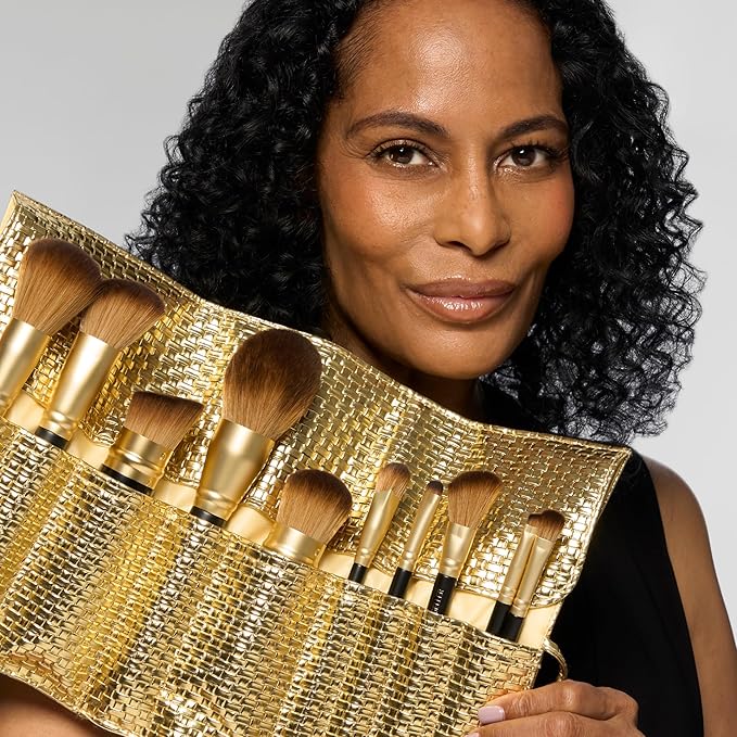 LAURA GELLER NEW YORK The Brush Vault - Ultimate Limited Edition Makeup Brush Collection - Includes Ten Must-Have Makeup Brushes for Mature Skin Makeup Application - 10 Count