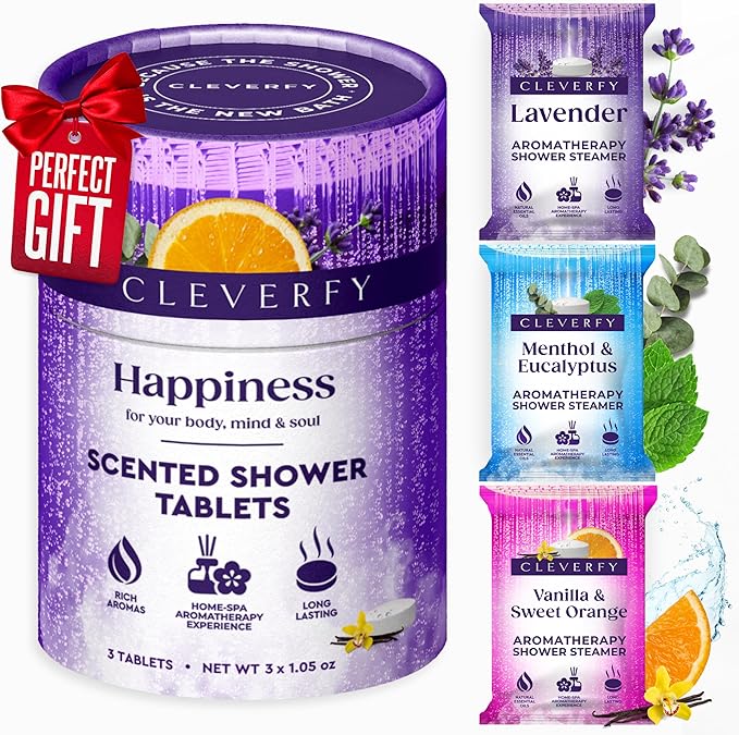 Cleverfy Shower Steamers Aromatherapy – Stocking Stuffers for Women, Teens and Wife – Christmas Gifts for Women and Teen Girls – White Elephant Gifts for Adults – 3 Tablets