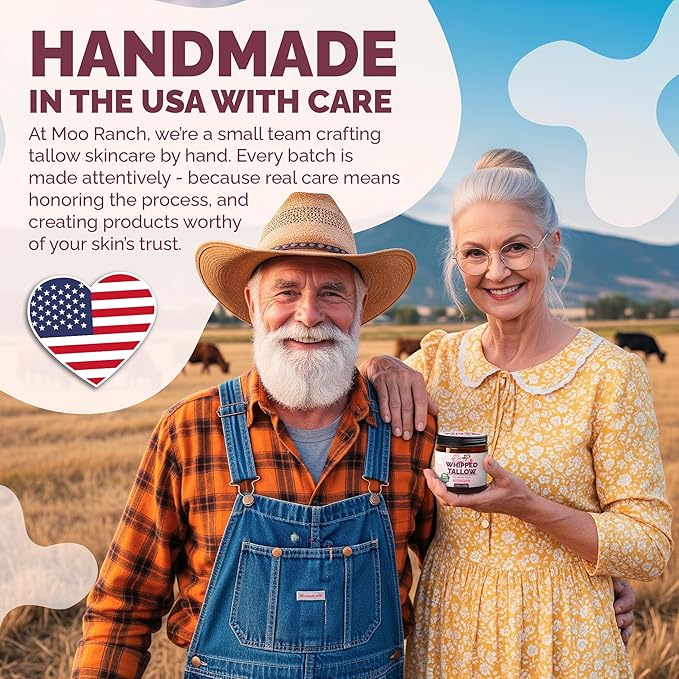 Whipped Beef Tallow for Skin – Grass-Fed Tallow Balm Moisturizer with Jojoba Oil, Manuka Honey & Calendula – For Face, Lips, Hands & Body – For Dry or Sensitive Skin.