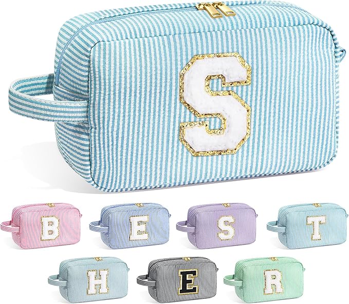YOOLIFE Personalized 40th, 50th, 60th Birthday Gifts - Thank You Gifts for Her: Mom, Best Friend, Teacher, Sister, Monogram Initial Makeup Bag
