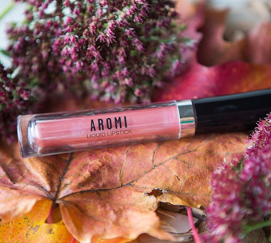Aromi Rosy Peach Metallic Liquid Lipstick | Rose Gold Lip Color with Shimmery Finish, Vegan, Cruelty-free, Long-lasting and Smudge Proof Lipstick, Handmade (Pumpkin Spice)