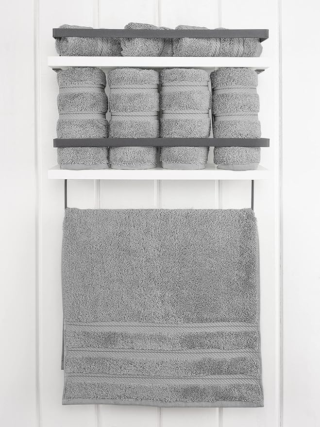 American Soft Linen Luxury Hand Towels for Bathroom, 600 GSM 100% Cotton Turkish 4 Piece Hand Towel Set, 600 GSM Hand Face Towels for Kitchen, Light Grey Hand Towels