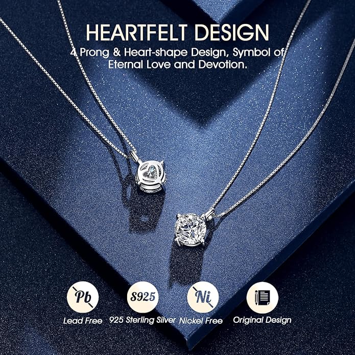 Beam & Bask Pendant Necklace for Wife or Girlfriend, Anniversary Birthday Wedding Moissanite Jewelry for Soulmate Her Women, S925 Sterling Silver