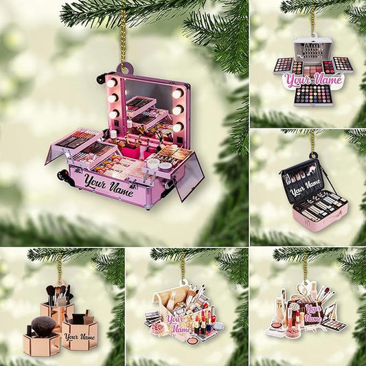 Personalized Name Makeup Box Shape Flat Ornament Makeup Ornament Girl Makeup Artist Christmas Ornament Makeup Stylist Ornament 3