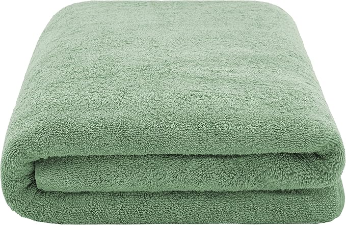 American Soft Linen Oversized Bath Sheet 40x80 Extra Large for Bathroom, 600 GSM 100% Cotton Turkish Jumbo Bathsheet Towels for Adults, Sage Green Bath Sheet