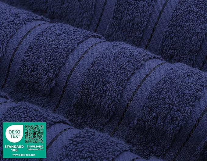 American Soft Linen Luxury Hand Towels for Bathroom, 600 GSM 100% Cotton Turkish 4 Piece Hand Towel Set, 600 GSM Hand Face Towels for Kitchen, Navy Blue Hand Towels