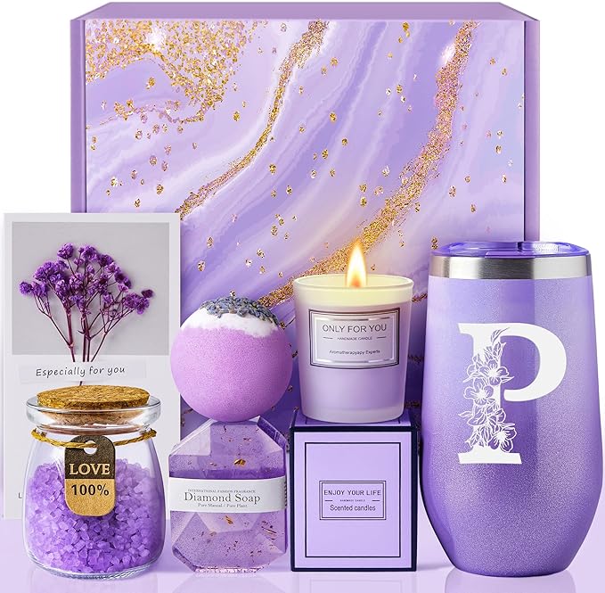 Birthday Gifts for Women, Personalized Gifts for Mom Sister Best Friend Wife Grandma Aunt, Unique Spa Relaxing Gift Baskets for Women Who Have Everything, Get Well Gifts, Self Care Gifts (P)