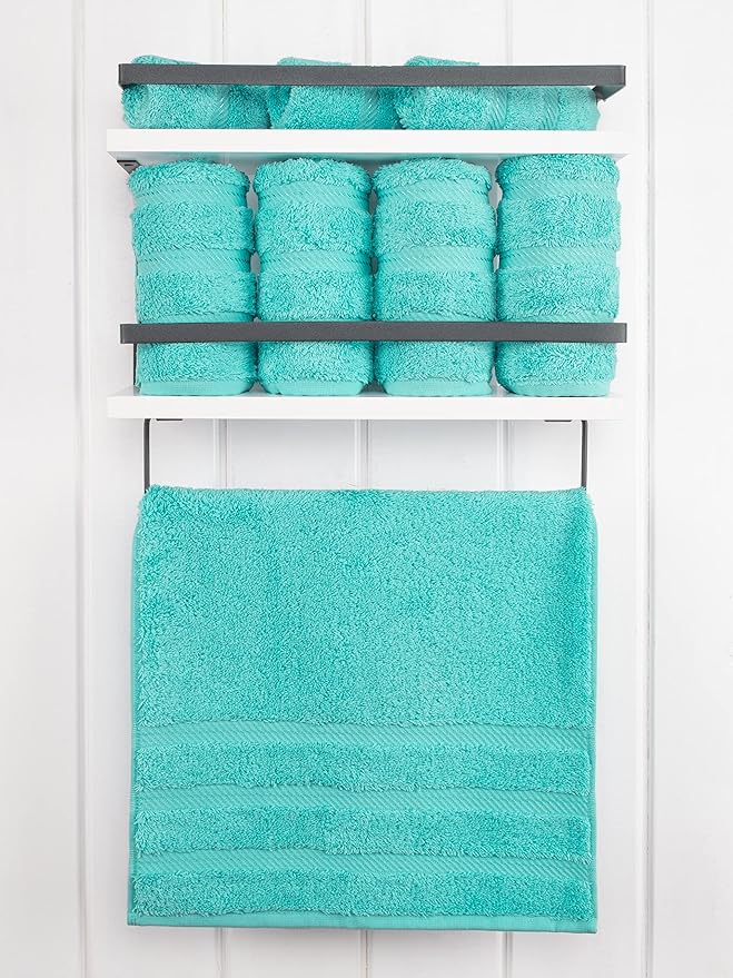 American Soft Linen Luxury Hand Towels for Bathroom, 600 GSM 100% Cotton Turkish 4 Piece Hand Towel Set, 600 GSM Hand Face Towels for Kitchen, Turquoise Blue Hand Towels