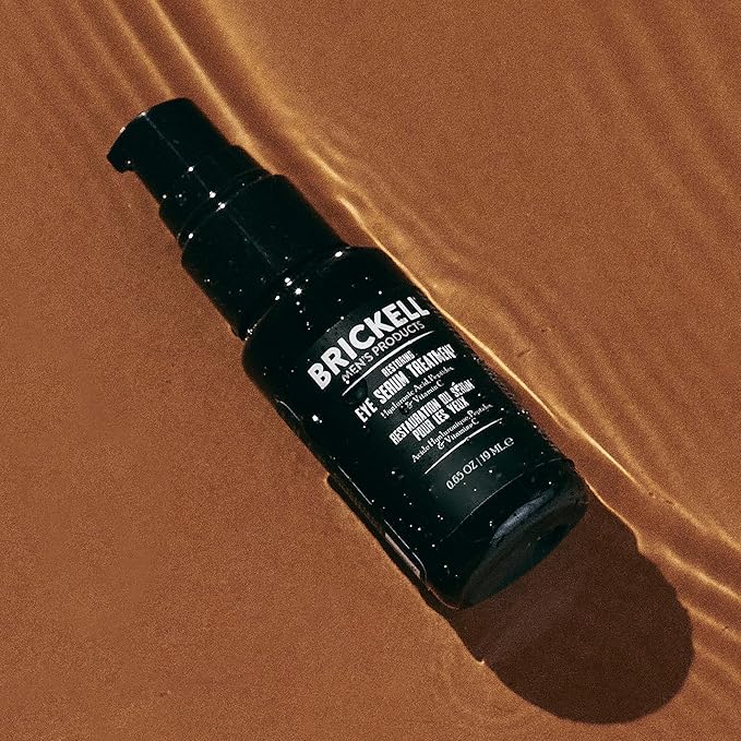 Brickell Men's Dark Circle Under Eye Treatment Serum For Men, Natural and Organic Eye Gel to Firm Men's Wrinkles, Reduce Dark Bags Under Eyes, and Promote Youthful Skin, 0.65 Ounce, Unscented