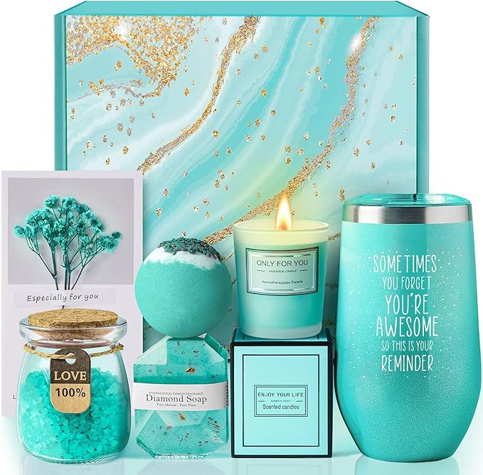 Gifts for Mom, Women, Wife, Girlfriend, Sister, Best Friend, Her - Unique Mothers Day, Birthday, Valentines, Christmas Gifts - Gardenia Inspirational Self Care Spa Gift Basket Set, Thank You Gifts