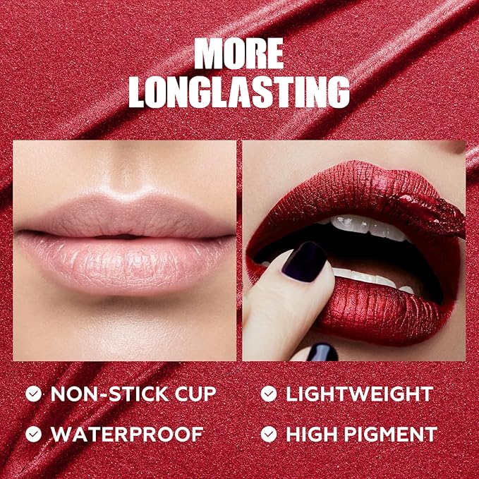 FOCALLURE Metallic Liquid Lipstick,Non Stick Cup Lip Gloss,High Impact Lip Color with Transfer-proof Wear,Long Lasting & Waterproof Lipstick Makeup for Women,Rope Brun