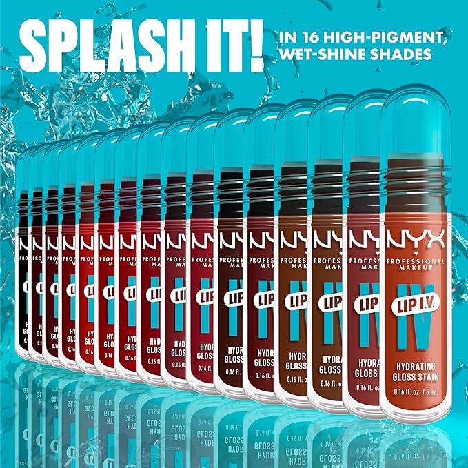 NYX PROFESSIONAL MAKEUP Lip IV Hydrating Glossy Lip Stain with 12HR Hydration - Berry Thirsty (Red)