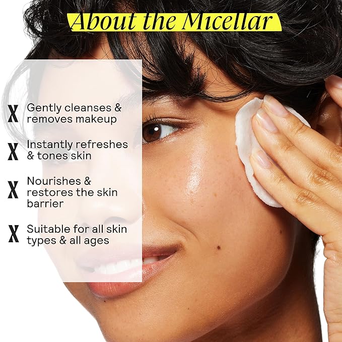 Micellar Water - Gentle Makeup Remover, No Rinse Cleanser & Toner for Sensitive Skin - No Common Irritants - Free from Alcohol, Oil, & Fragrance - 7 Ounce