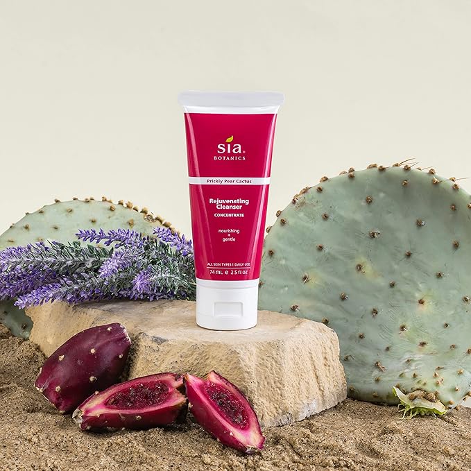 Sia Botanics Rejuvenating Facial Cleanser (74ml/2.5oz Eco Tube) | Face Wash w/Prickly Pear, Aloe Vera, Orange Blossom | Natural, Clean, Botanical Skincare for Women