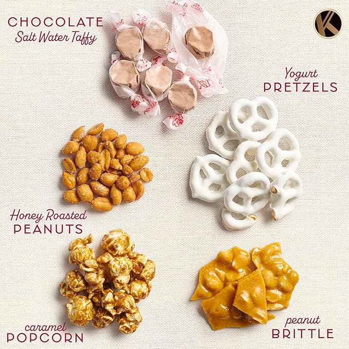 KREMERY Creamy Chocolate Cravings - Chocolate Covered Pretzels & Caramel Popcorn Gift Basket, in Seagrass Tray + Ribbon (Classic, 1.5 lbs) Food Arrangement, Food Assortments USA Made
