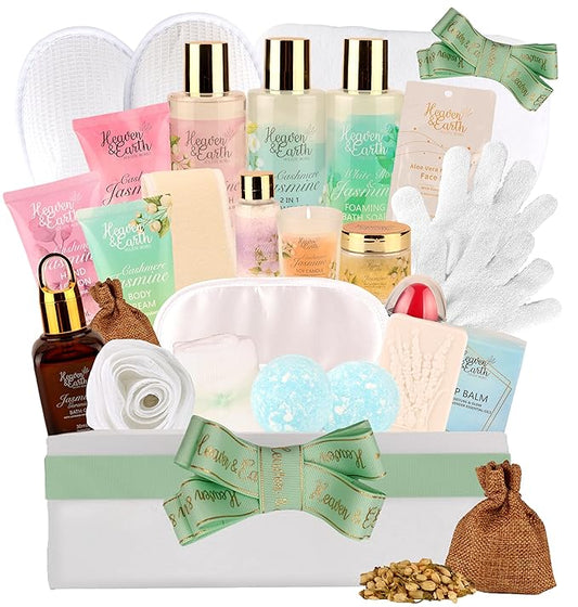 Valentines Spa Gift Baskets for Women - Luxury Holiday Bath and Body Set Prime - Natural Home Spa Gifts to Rejuvenate Her - XXL Women's Bath Set