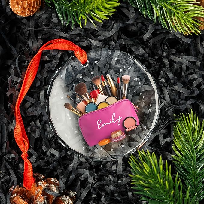 Personalized Makeup Tools Christmas Ornament 2025, Makeup Box Christmas Ornament Gift for Makeup Artist, Christmas Tree Decor for Makeup Shop, Gift for New Makeup Coworkers (Makeup 5)
