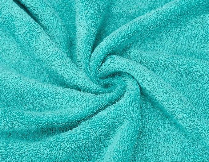 American Soft Linen Luxury 6 Piece Towel Set, 2 Bath Towels 2 Hand Towel 2 Washcloths, 600 GSM 100% Cotton Turkish Towels for Bathroom, Turquoise Blue Towel Sets