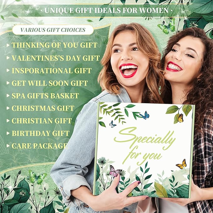 Fortuning's JDS 13PCS Christian Gifts for Women Faith- Inspirational Religious Catholic Gifts Basket, Green Self Care Package Get Well Soon Gifts,Birthday Gifts, for Mom Her Wife Girlfriend Friend