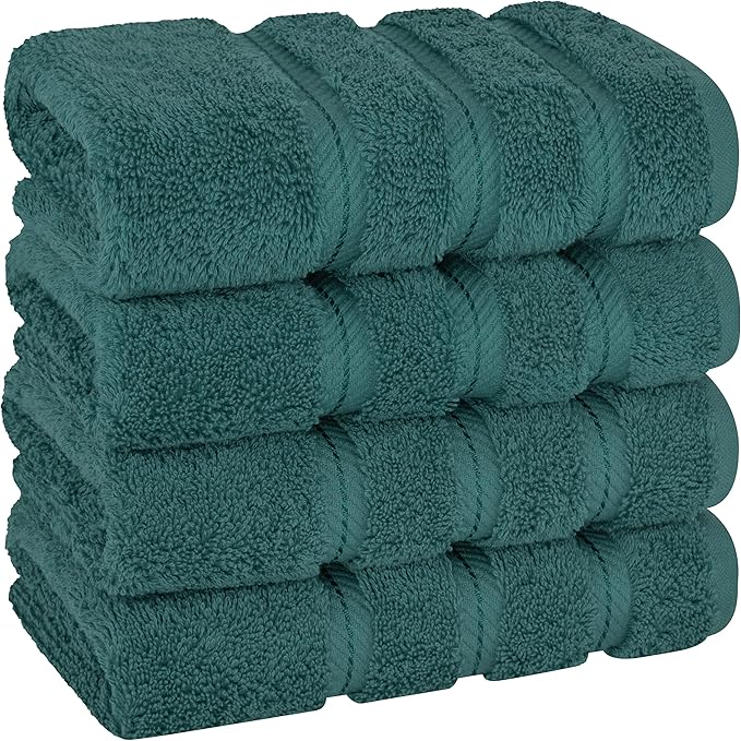 American Soft Linen Luxury Hand Towels for Bathroom, 600 GSM 100% Cotton Turkish 4 Piece Hand Towel Set, 600 GSM Hand Face Towels for Kitchen, Teal Hand Towels