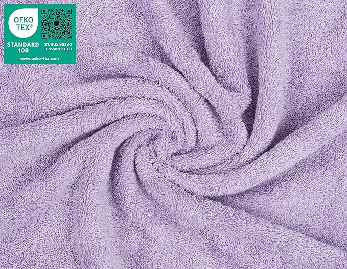 American Soft Linen Luxury Washcloths for Bathroom, 600 GSM 100% Cotton 4 Piece Turkish Wash Cloth Set, 13x13 in Soft Rags for Body and Face, Lilac Washcloths