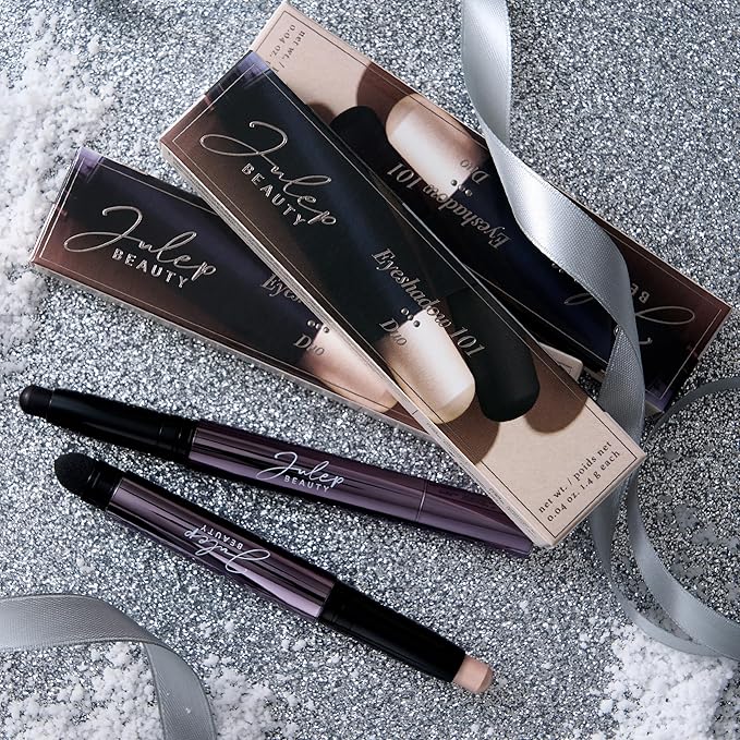 Julep Eyeshadow 101 Crème-to-Powder Waterproof Eyeshadow Stick Duo – Long-Lasting, Crease-Proof, Easy Apply with Built-in Smudger - Pearl Shimmer + Onyx Matte