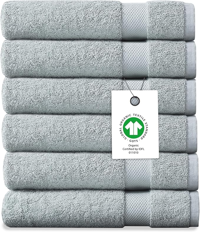 Delara Organic Cotton Luxuriously Plush Washcloths Pack of 6 | GOTS & Oeko-TEX Certified | Premium Quality Face Towels | Feather Touch Technology|650 GSM Long Staple|Soft, Quick Dry & Ultra-Absorbent