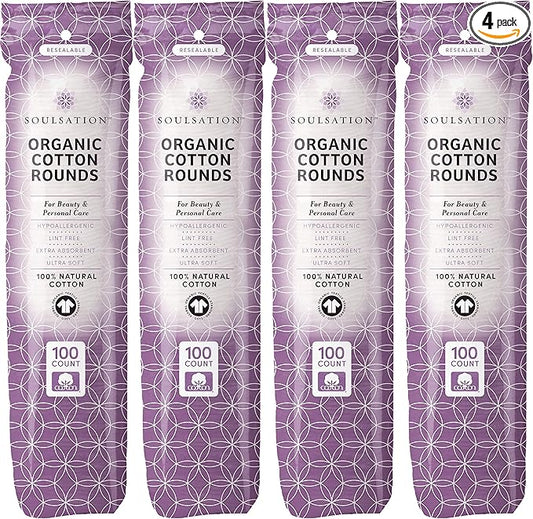 Organic Cotton Rounds, 400 Count - Makeup Remover Pads for Face, Lint-Free