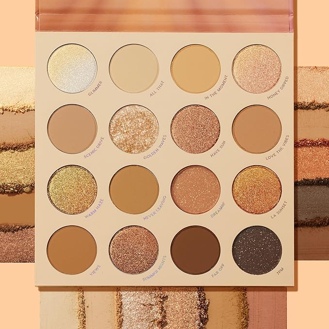 ColourPop Golden Hour Eyeshadow Palette - Sunset Tone Eye Makeup Palette with Duo-Chrome, Metallic, Matte Sparkle & Glitter Finishes - High-Pigment Eye Makeup with a Long-Wearing Formula (0.67 oz)