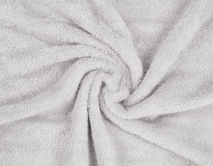 American Soft Linen Luxury 6 Piece Towel Set, 2 Bath Towels 2 Hand Towel 2 Washcloths, 600 GSM 100% Cotton Turkish Towels for Bathroom, Silver Grey Towel Sets