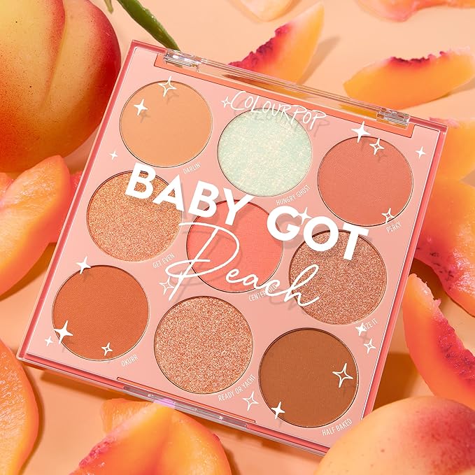 ColourPop Baby Got Peach Eyeshadow Palette - Orange & Coral Shadows with Metallic, Matte and Glitter Finishes - High-Pigment Eye Makeup with a Long-Wearing Formula (0.3 oz)